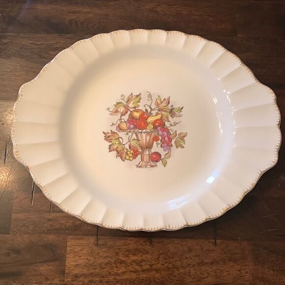 Limoges White and Gold Oval Serveware Platter - Picture 1 of 7